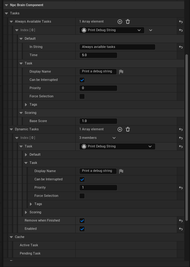 Adding tasks to Brain component
